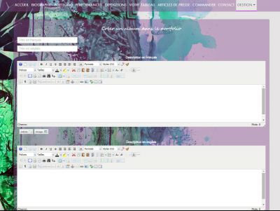 Exemple de formulaire de gestion du site : création d'une galerie en anglais et français